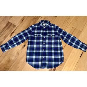 CREWCUTS BOYS NAVY BLUE PLAID FLANNEL SHIRT SIZE 6-7 EXCELLENT COND LD8